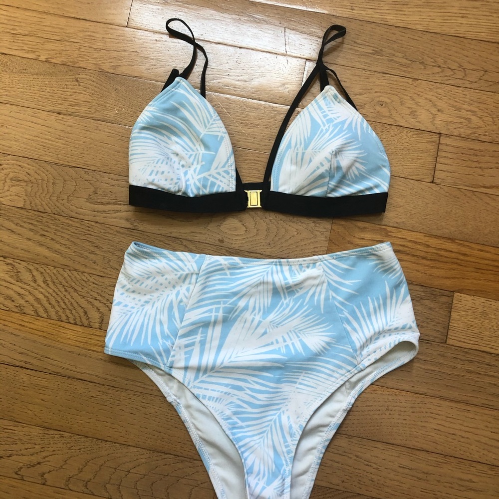 Forever 21 Palm leaves high waist bikini